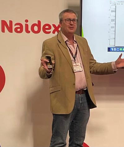 Mike Cowan-Jones of ARMS Rehab Ltd presenting at Naidex